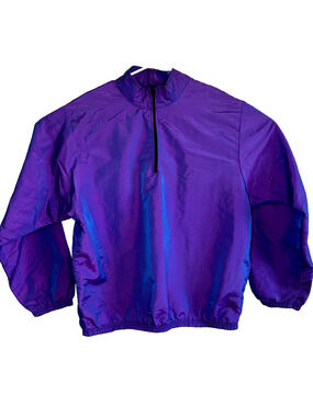 Vintage 90s Wise Guy Windbreaker Unisex One Size Purple Iridescent Quarter Zip